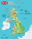 Physical map of the United Kingdom Royalty Free Stock Photo