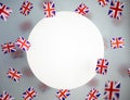Great Britain, national holiday country. Mini flags on a transparent foggy background. concept patriotism, pride and Royalty Free Stock Photo