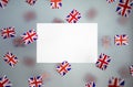 Great Britain, national holiday country. Mini flags on a transparent foggy background. concept patriotism, pride and Royalty Free Stock Photo