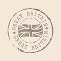 Great Britain Stamp Postal. Flag of UK rubber Seal.  Design Retro Travel. Seal  Great Britain grunge  for your design, app, UI. Royalty Free Stock Photo