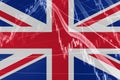 Great Britain Union Jack flag with stock exchange chart graph indicating Brexit
