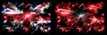 Great Britain, United Kingdom vs Albania, Albanian New Year celebration travel sparkling fireworks flags concept background.