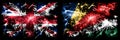 Great Britain, United Kingdom vs Seychelles, Seychelloise New Year celebration travel sparkling fireworks flags concept background
