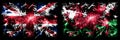 Great Britain, United Kingdom vs Wales, Welsh New Year celebration travel sparkling fireworks flags concept background.