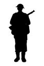 Great British soldier with a rifle weapon during world war 2 silhouette vector Royalty Free Stock Photo