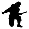 Great British soldier with a rifle weapon during world war 2 silhouette vector