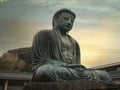 The `Great Buddha` Daibutsu bronze statue at the Kotoku-in Buddhist temple in the city of Kamakura Royalty Free Stock Photo