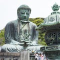 The Great Buddha (Daibutsu) on the grounds of Kotokuin Temple in Royalty Free Stock Photo