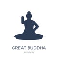 Great buddha icon. Trendy flat vector Great buddha icon on white