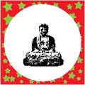 Great buddha of kamakura black 8-bit vector illustration isolate