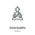 Great buddha outline vector icon. Thin line black great buddha icon, flat vector simple element illustration from editable
