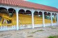 Great buddha Sleeping post in Temple of Sangkhla Buri District k