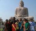Great Buddha Statue Indian Family Caucasian Woman Royalty Free Stock Photo