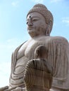 Close-up of the Great Buddha Statue, Bodhgaya, Bihar, India. It is constructed from a combination of sandstone and red granite. Royalty Free Stock Photo