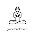 Great buddha of thailand icon. Trendy modern flat linear vector