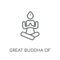 Great buddha of thailand linear icon. Modern outline Great buddh