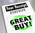 Great Buy Receipt Invoice Shopping Store Clearance Discount Deal