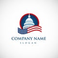 Capitol building logo. Government icon. Premium design.