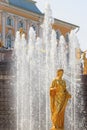 Great cascade fountain in lower park of Peterhof in St. Petersburg, Russia