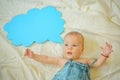 That is great. Childhood happiness. Portrait of happy little child. Small girl. I can speak. Word in cloud. Sweet little