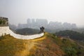 The Great Chinese wall in the Chinese park of entertainments Royalty Free Stock Photo