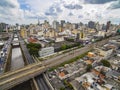 Great cities, great avenues, houses and buildings. Light district Bairro da Luz, Sao Paulo Brazil, Rail and subw