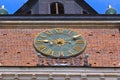 Great clock on the town hall tower on main market square , Krakow, Poland. Royalty Free Stock Photo