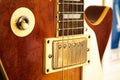 Electric guitar pickup and strings Royalty Free Stock Photo