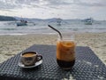 Coffee break on the Coron Coron Beach in the Philippines Royalty Free Stock Photo