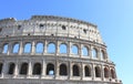 Great Colosseum in Rome, Italy, Europe. Roman Coliseum close-up with clear blue sky.