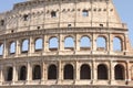 Great Colosseum in Rome, Italy, Europe. Roman Coliseum close-up with clear blue sky. Royalty Free Stock Photo