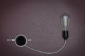 Great concept of caffeine energy, coffee energy. Cup of coffee binding lamp