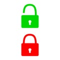 Great concept of green open lock and red closed lock