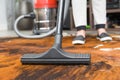 Great concept of home cleaning, vacuuming the floor, carpet Royalty Free Stock Photo