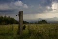 The great concrete pillar with steel bolt and nut and dramatic r