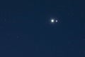 The Great Conjunction an amazing and historical astronomical event. A time lapse view from an amateur telescope of Jupiter and Royalty Free Stock Photo