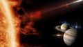 Great conjunction of jupiter and saturn 3d illustration Royalty Free Stock Photo