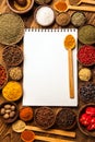 Great cookbook and spices Royalty Free Stock Photo