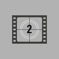 Great countdown footage of classic movie number two. Old fashioned film counter. Vector illustration. Stock image.