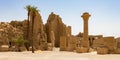 Great court at the Amun Temple Complex, Luxor, Egypt Royalty Free Stock Photo