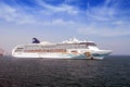 Great cruise Norwegian Spirit maneuvering. Royalty Free Stock Photo