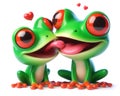 great 3d illustration of a two funny red eyed tree frogs in love Royalty Free Stock Photo