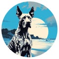 Great Dane At Bondi Beach: Tonalism-inspired Circle T-shirt Design