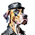 Great dane dog black jacket strong features face portrait Royalty Free Stock Photo