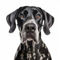 Bold Portrait Of A Great Dane On White Background