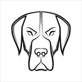 Great dane dog head front line art3