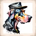 Great dane dog painting stern leather jacket