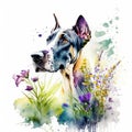 Great Dane Watercolor Clipart On White Background