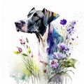 Great Dane Watercolor Clipart On White Background