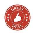 Great deal flat badge on white background. Royalty Free Stock Photo